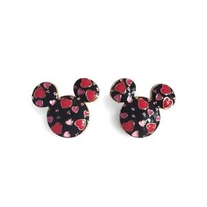 Disney BaubleBar Mickey Mouse Head Valentine Heart Earrings-NIB
